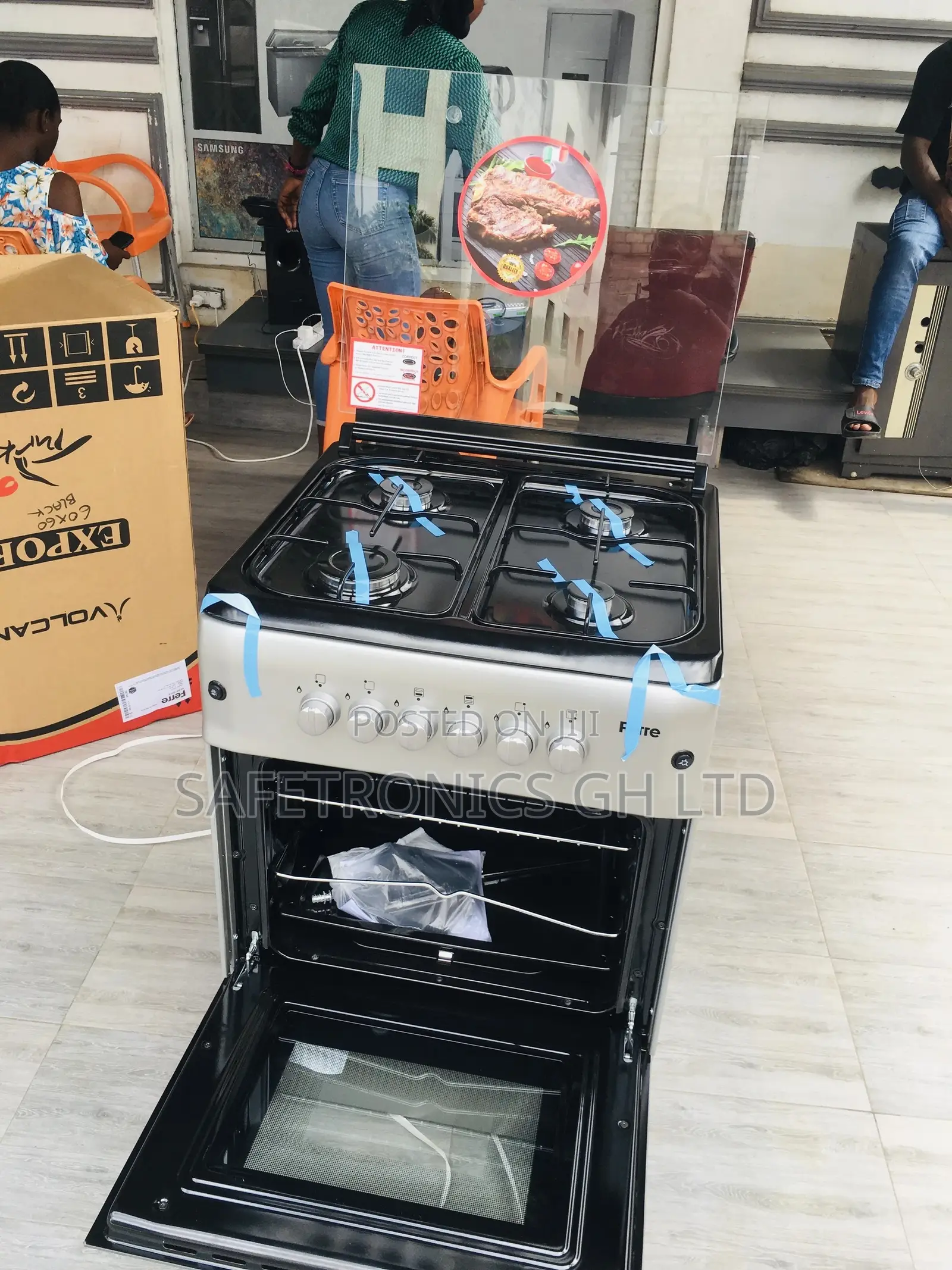 4 Gas Cooker Gray Ferre Oven With Grill 60x90 Burner