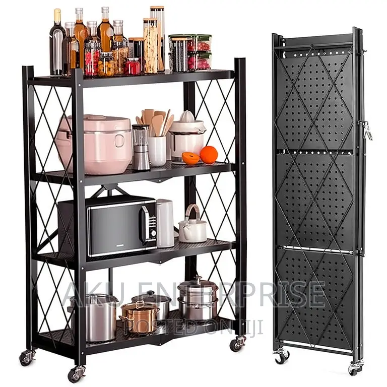 Heavy Duty Foldable Metal Rack Storage Shelving Unit Wheels