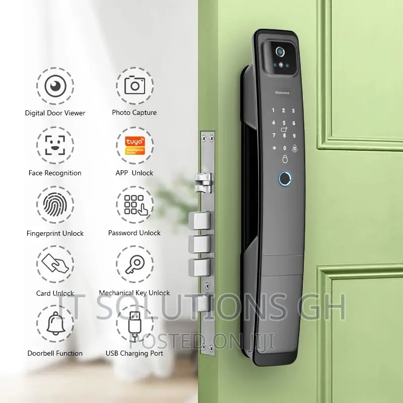 Tuya Wifi 3D Face Recognition Smart Door Lock With Camera Fi