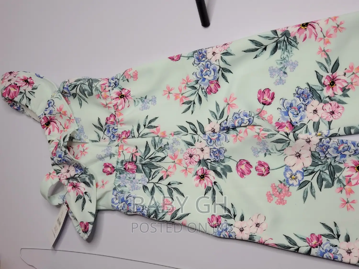 Girls Mint Floral Jumpsuit
