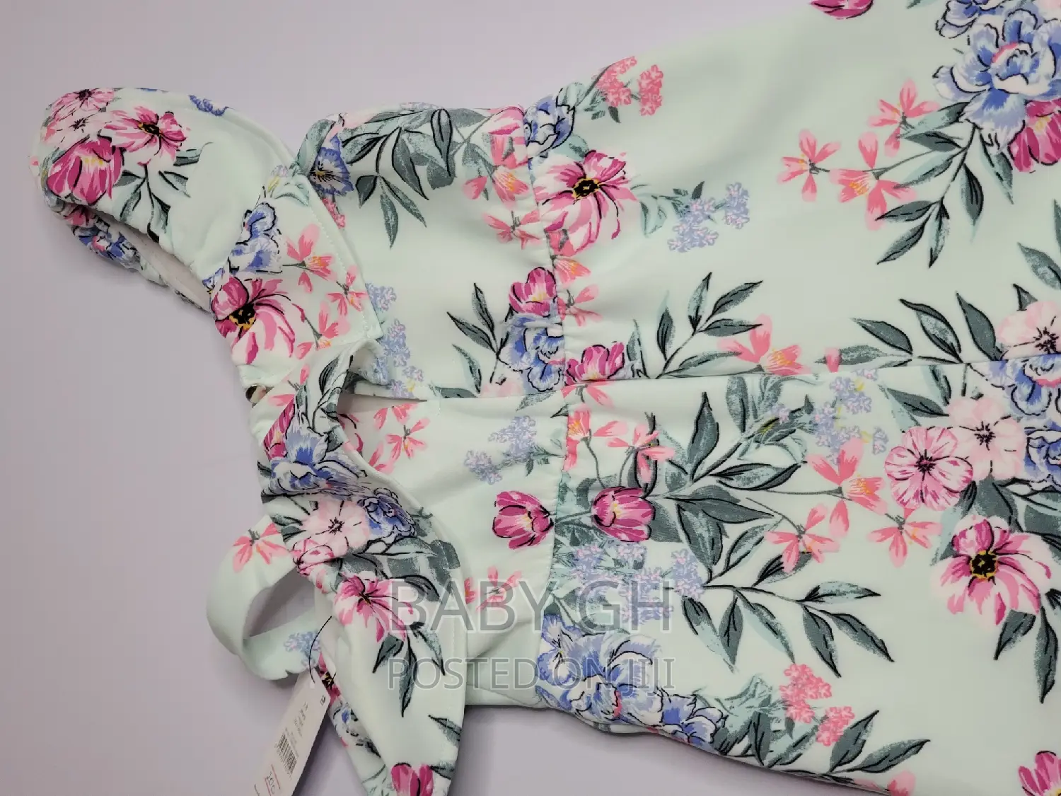 Girls Mint Floral Jumpsuit