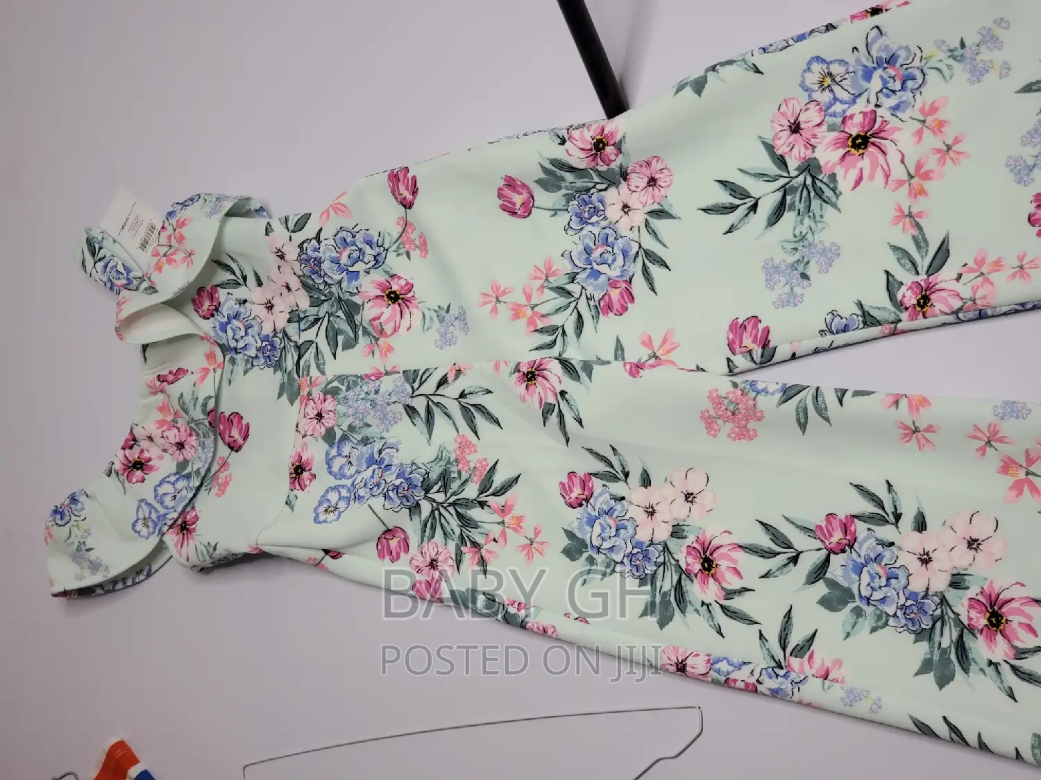 Girls Mint Floral Jumpsuit