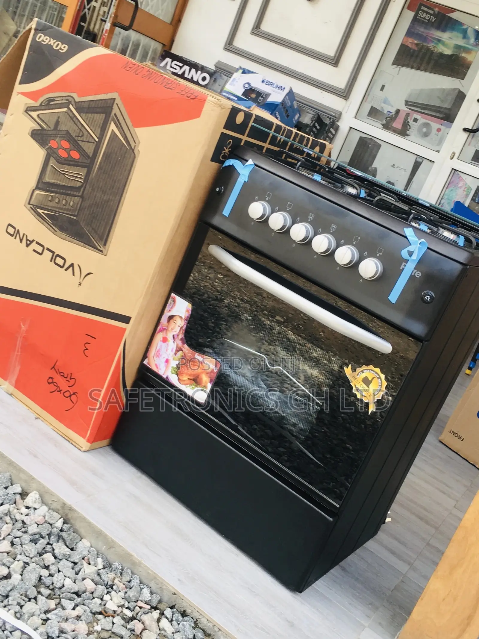 Ferre Black 4 Gas Burner 60x60 Adjustable Oven With Grill 