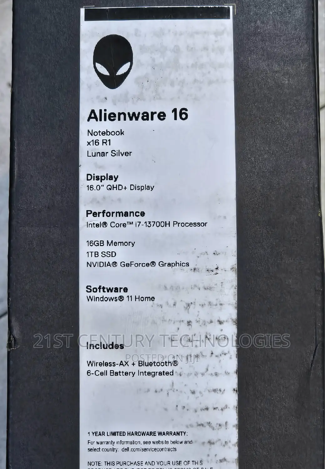 New Laptop Dell Alienware M16 R1 16GB Intel Core I7 SSD 1T