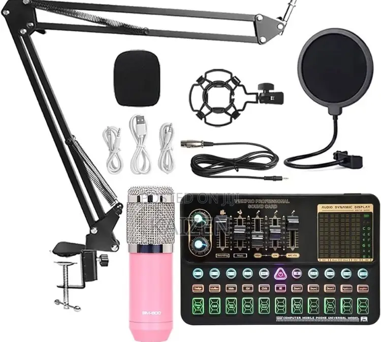 BM900 Microphone Condenser With V10s Pro Sound Card