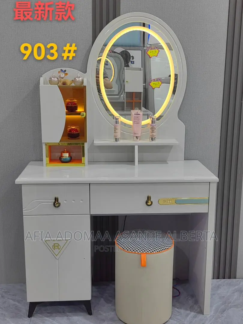 Elegant, Quality Wood Vanity Dreeing Mirror With Led Light