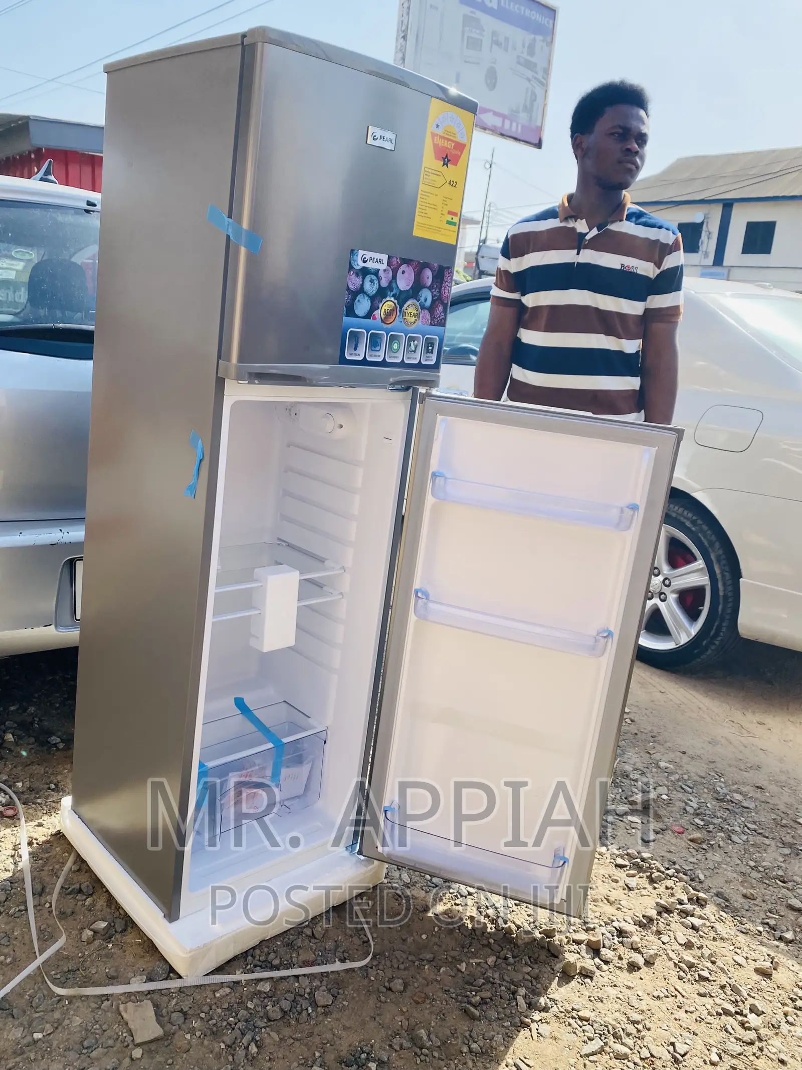 High Quality Pearl PF-270 Ix 2 Door Electric Fridge(Gray).