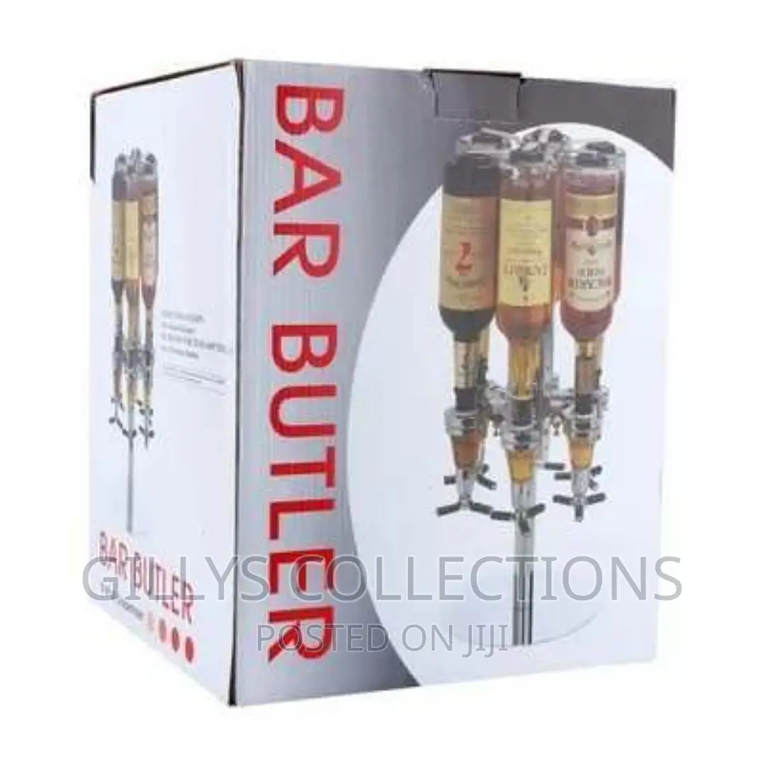 Rotary 6 Bottle Stand Dispenser Wine Steel Bar Butler