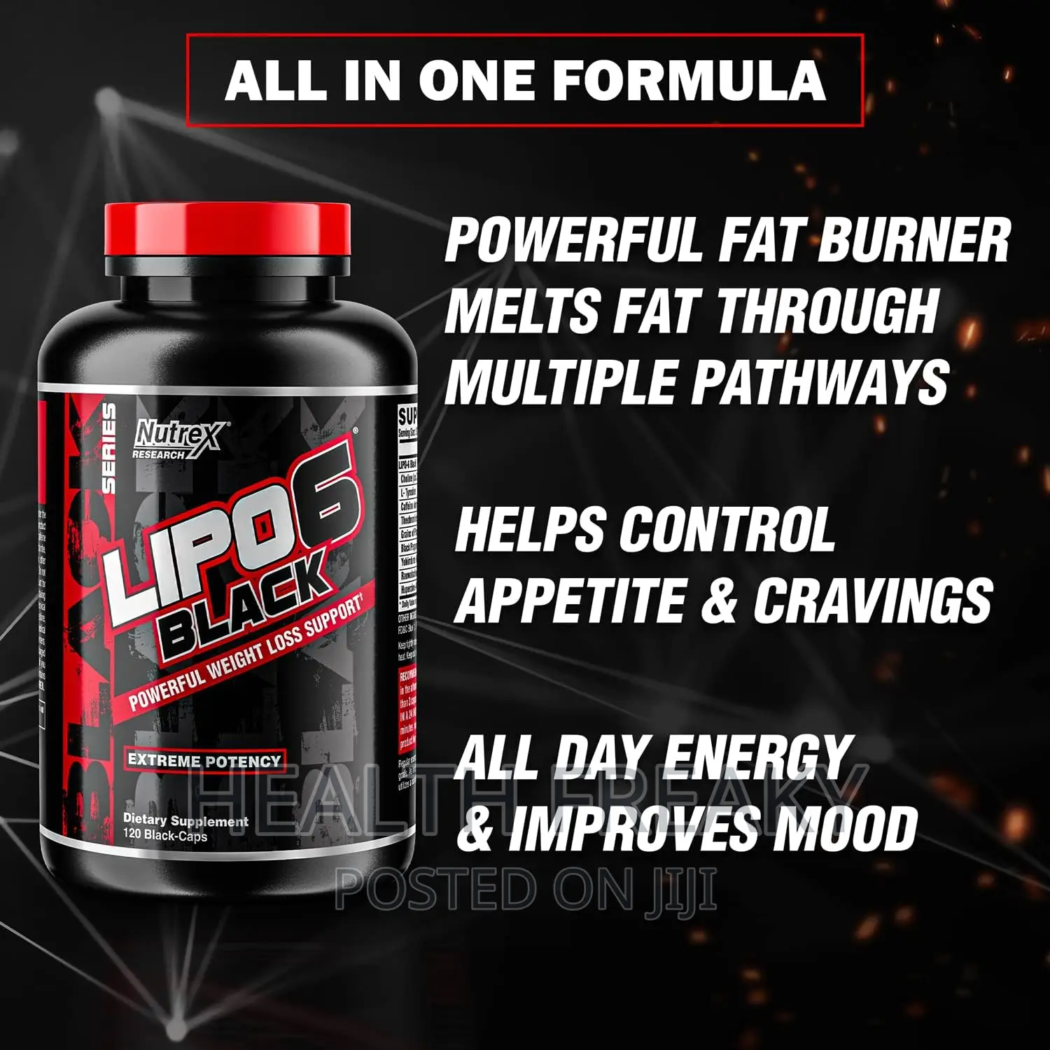 Lipo 6 Black Fat Burner Weight Loss Max Strength Energy