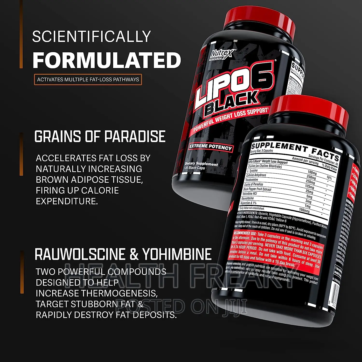 Lipo 6 Black Fat Burner Weight Loss Max Strength Energy