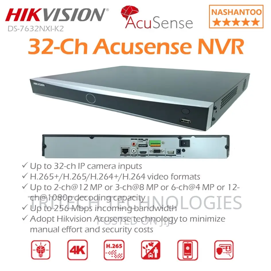 Hikvision 32-Ch 1u K None Poe Acusense NVR Ds-7632nxi-