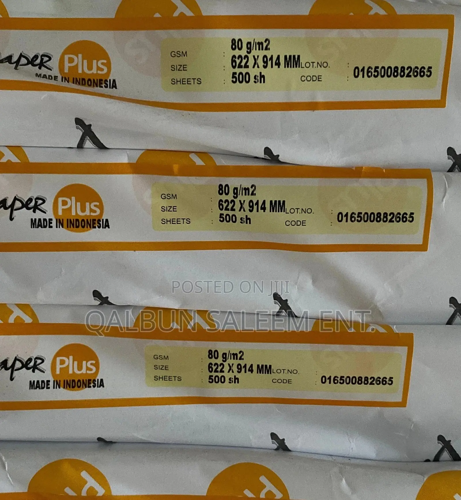 Bond 80 Gsm White Paper 622*914mm Nigerian Size Paper Plus