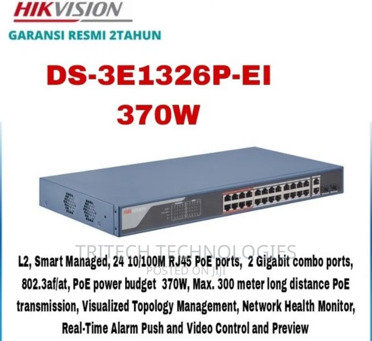 Hikvision 24 Port Managed Fast Ethernet Poe Switch + 1 SFP