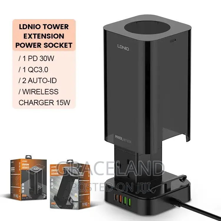 Tower Multi Power Strip Vertical Plug 11 Way Outlets Sockets