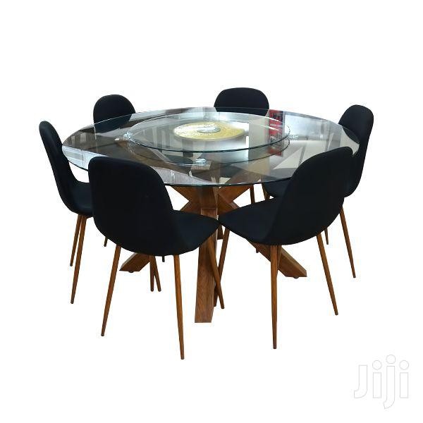 7 PCS Dinning Set With Lazy Susan 6 Chairs(1+6)