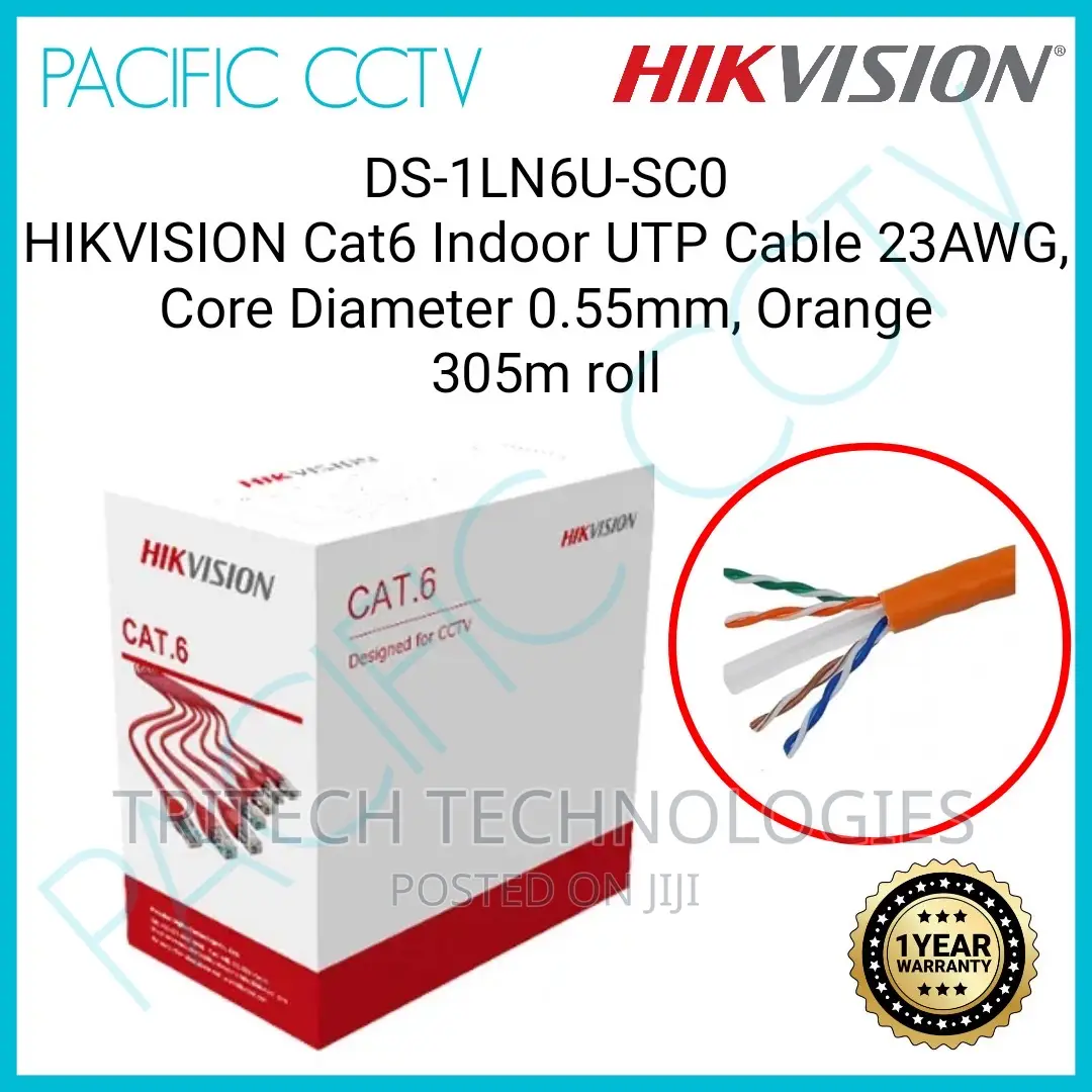 Hikvision Ds-1ln6u-Sco Cat6 Cable 305M Pure Copper (Orange)