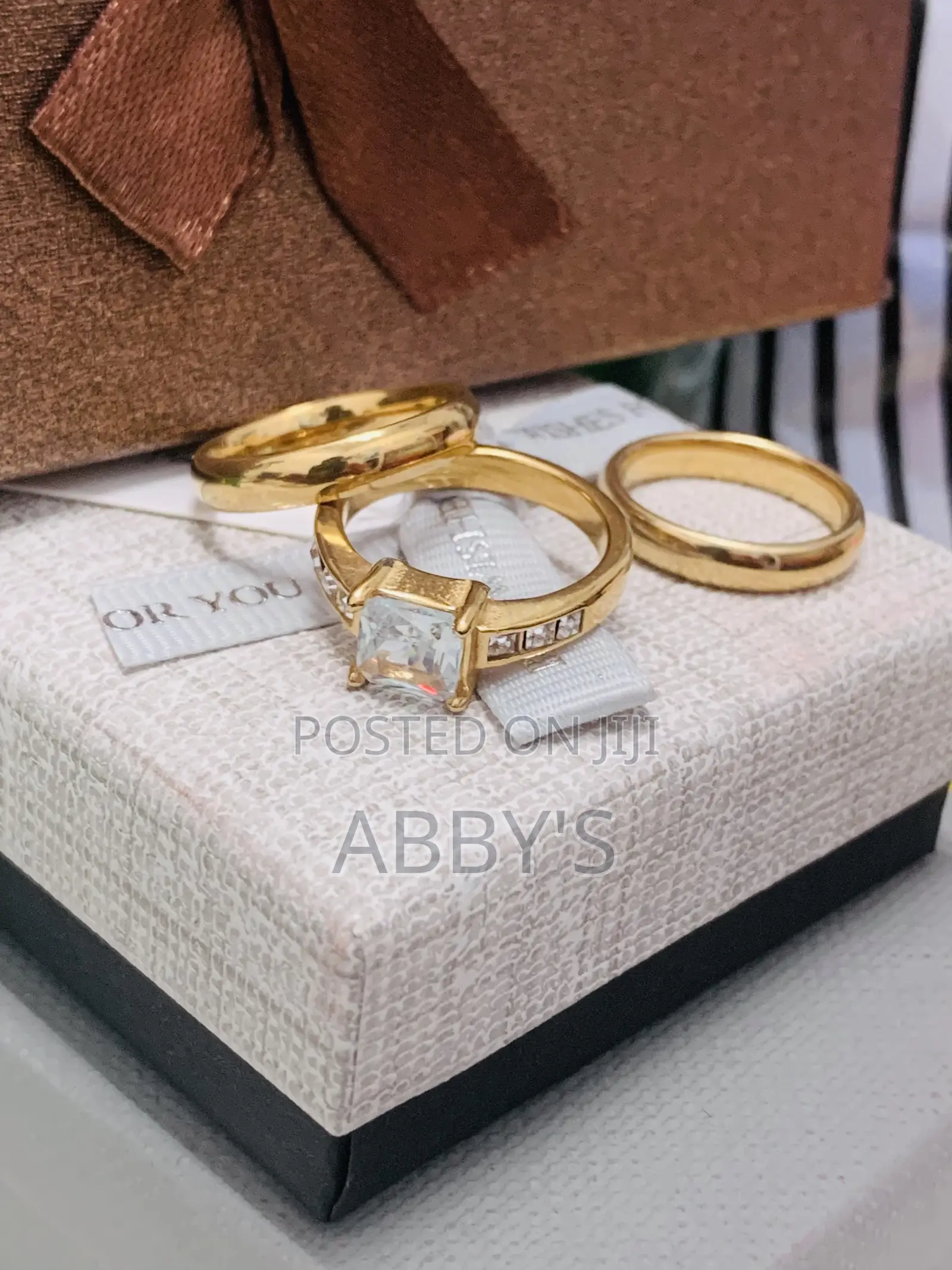 Non Fading Square Cut Ziconia Three Set Wedding Ring