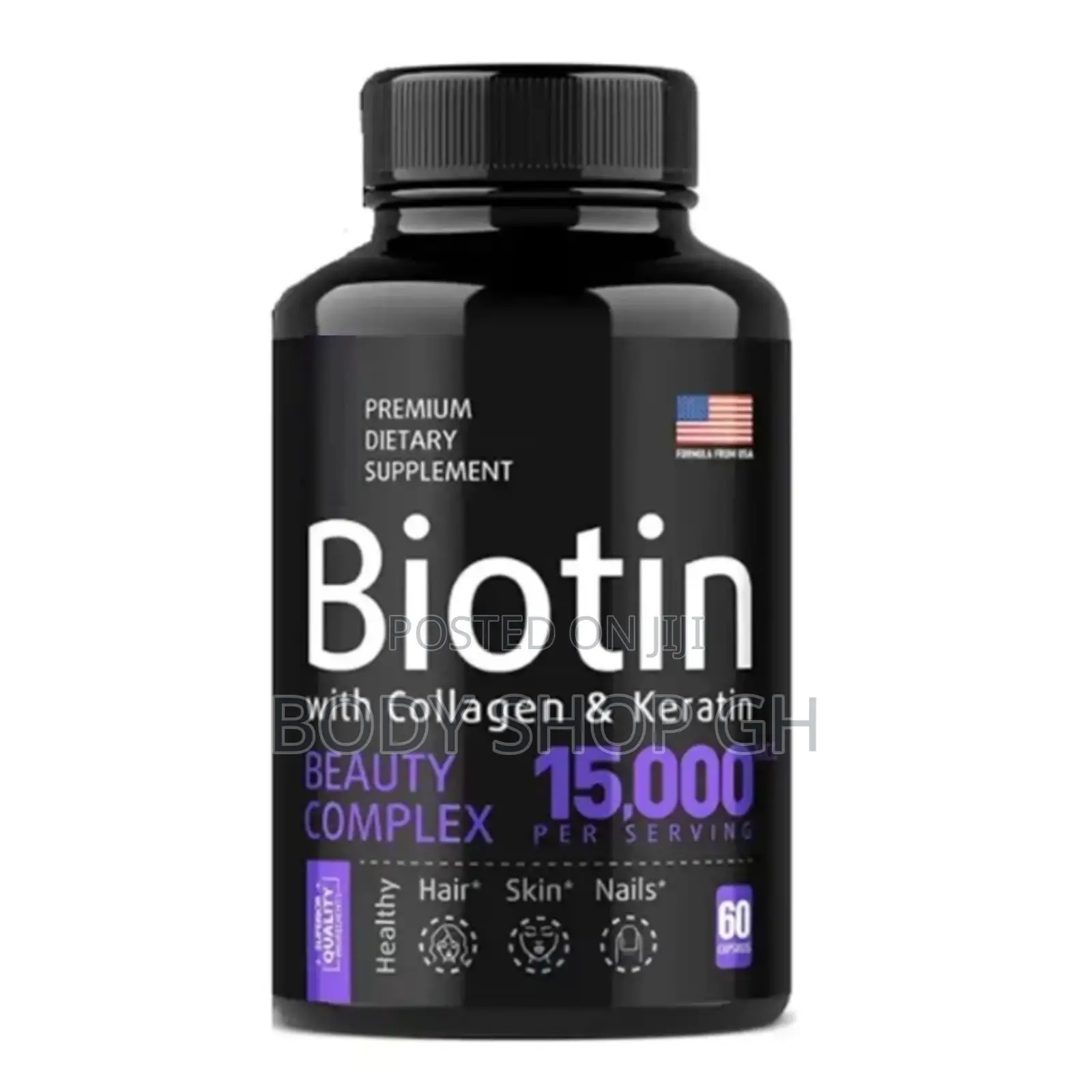 Premium Biotin With Collagen and Keratin - 15,000 MCG