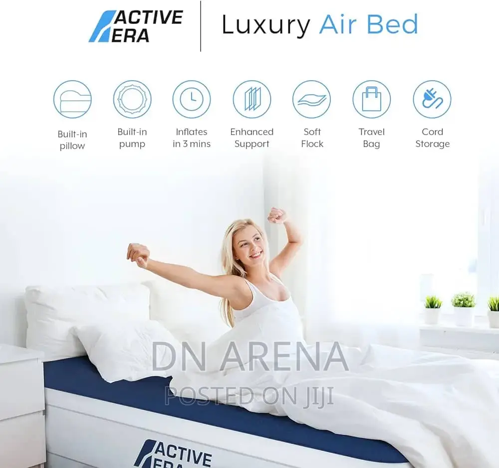 Airbed With Inbuilt Electric Pump Raised Pillow