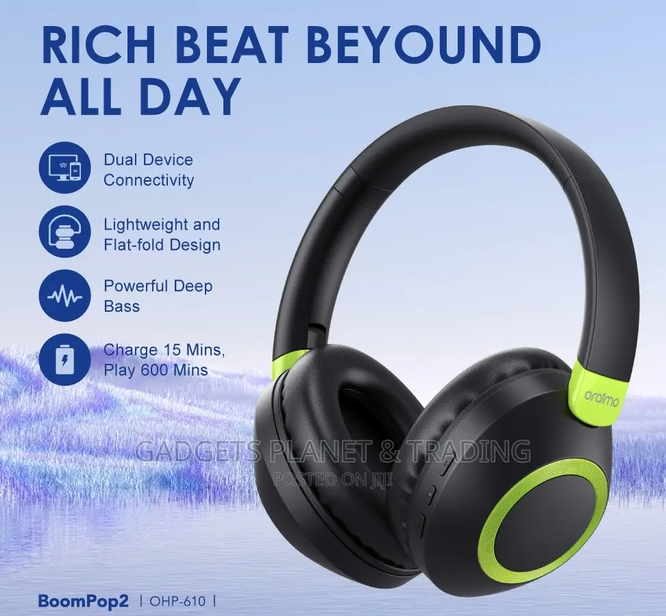 Oraimo Boompop2s Super Base Headphone 60hrs Play | OHP - 610