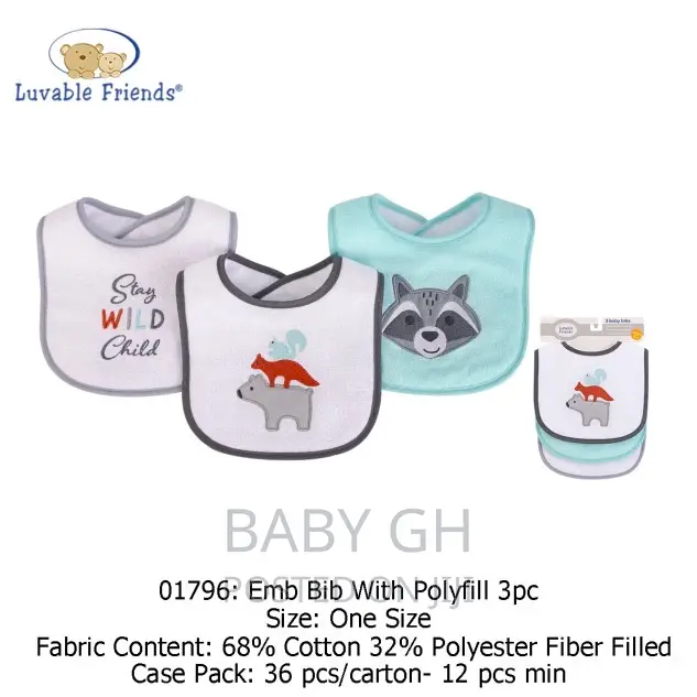 Hudson Baby Luvable Friends 3 Piece Dribble Bibs