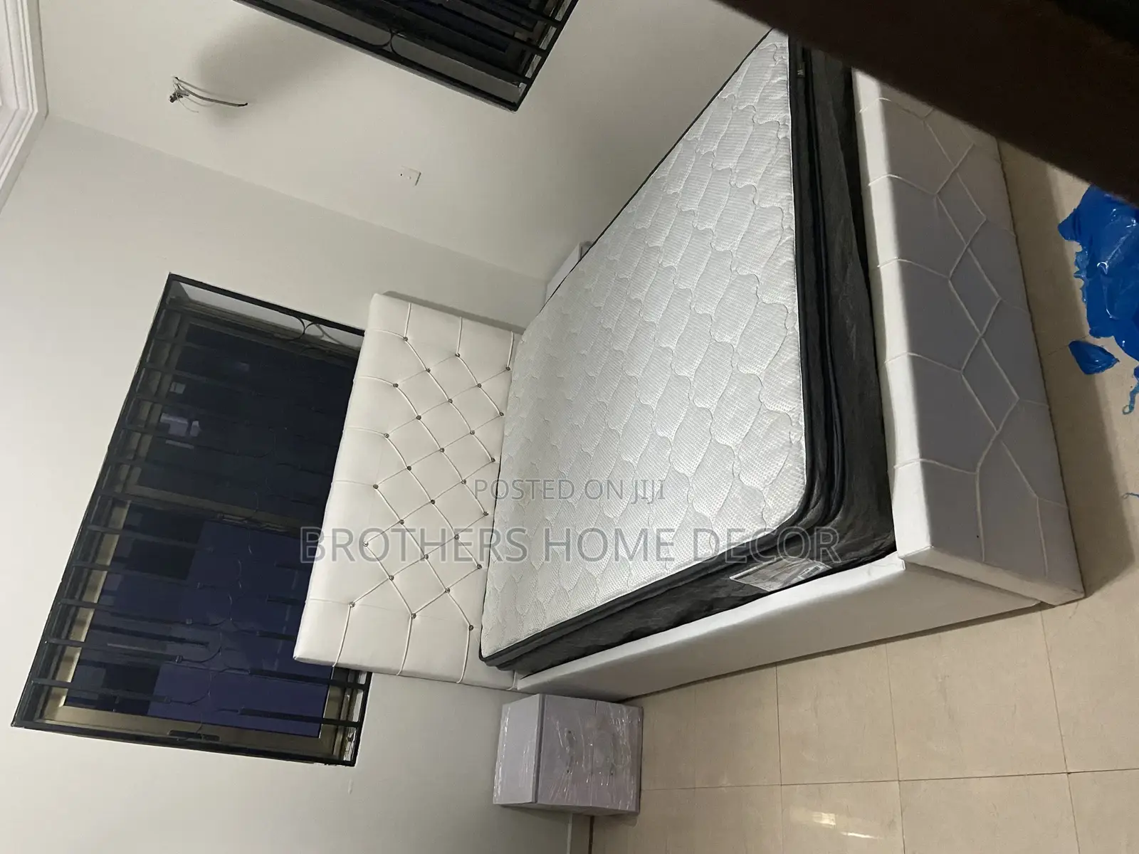 Foreign Double Bed With Mattress and Side Drawers