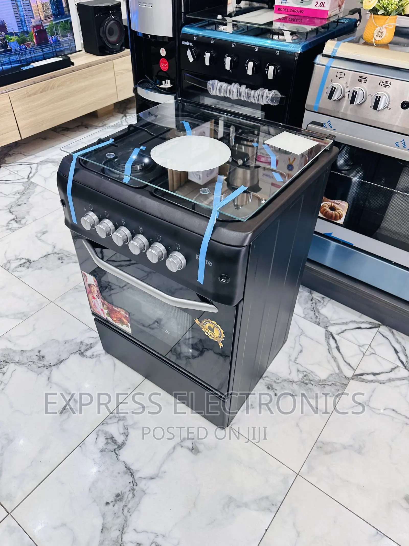 Powerful Black 60/60 Gas Cooker Oven Grill 4burner Oven