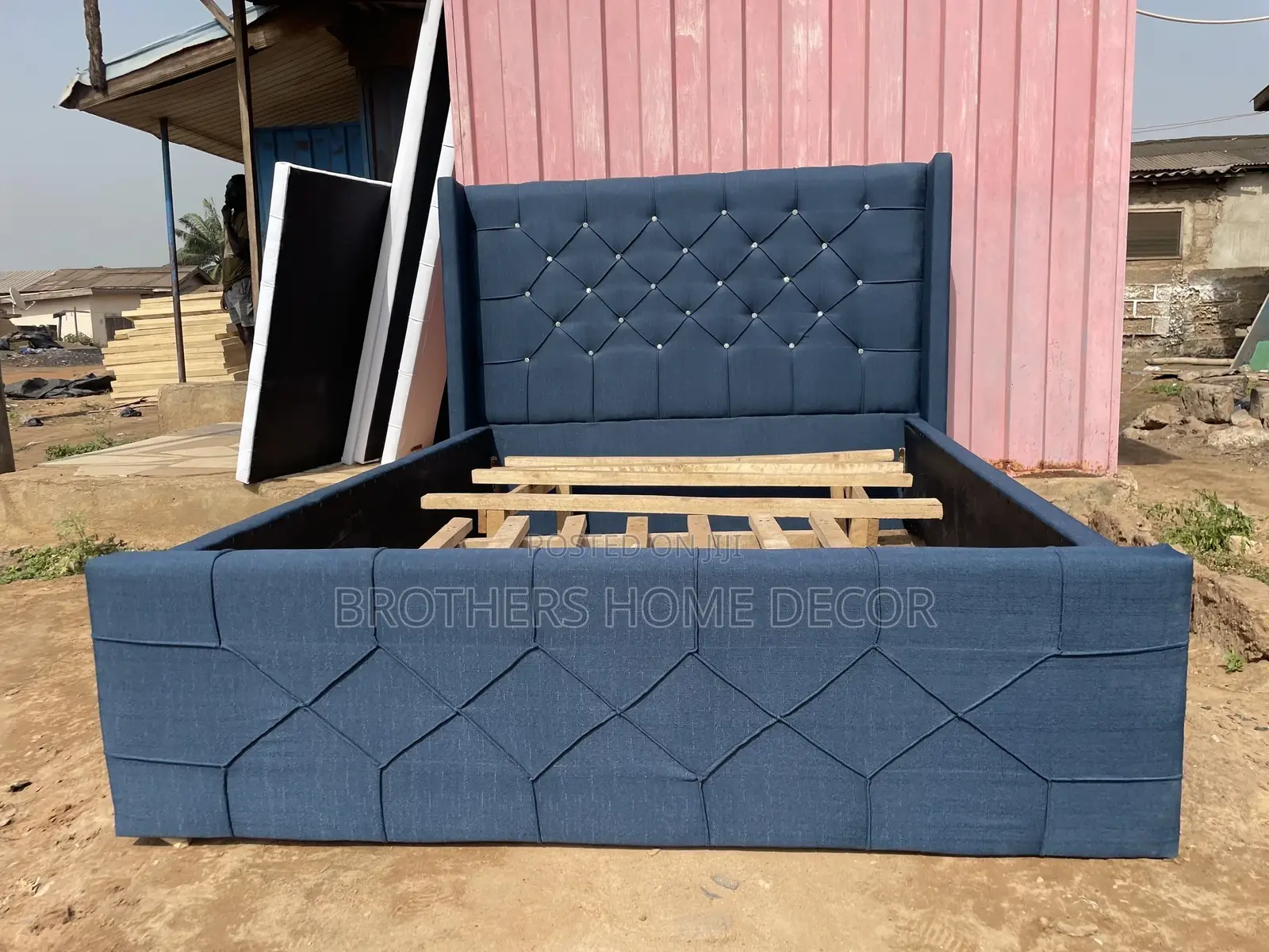 Foreign Double 60x80 Size Bedframe Dark Blue Neat And Strong
