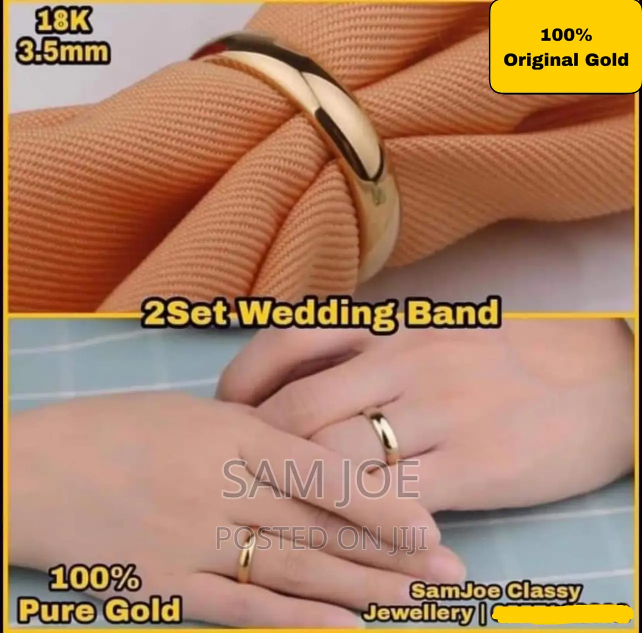 2set Pure Gold Wedding Rings