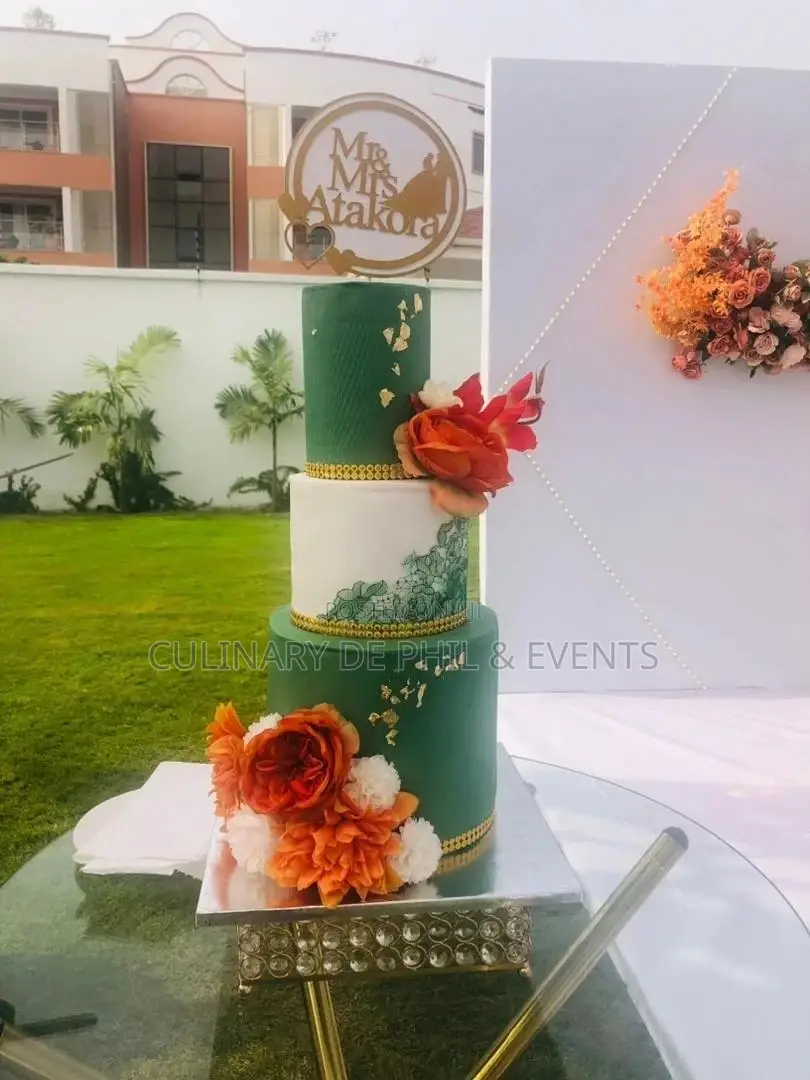 Green N Orange Wedding Cake