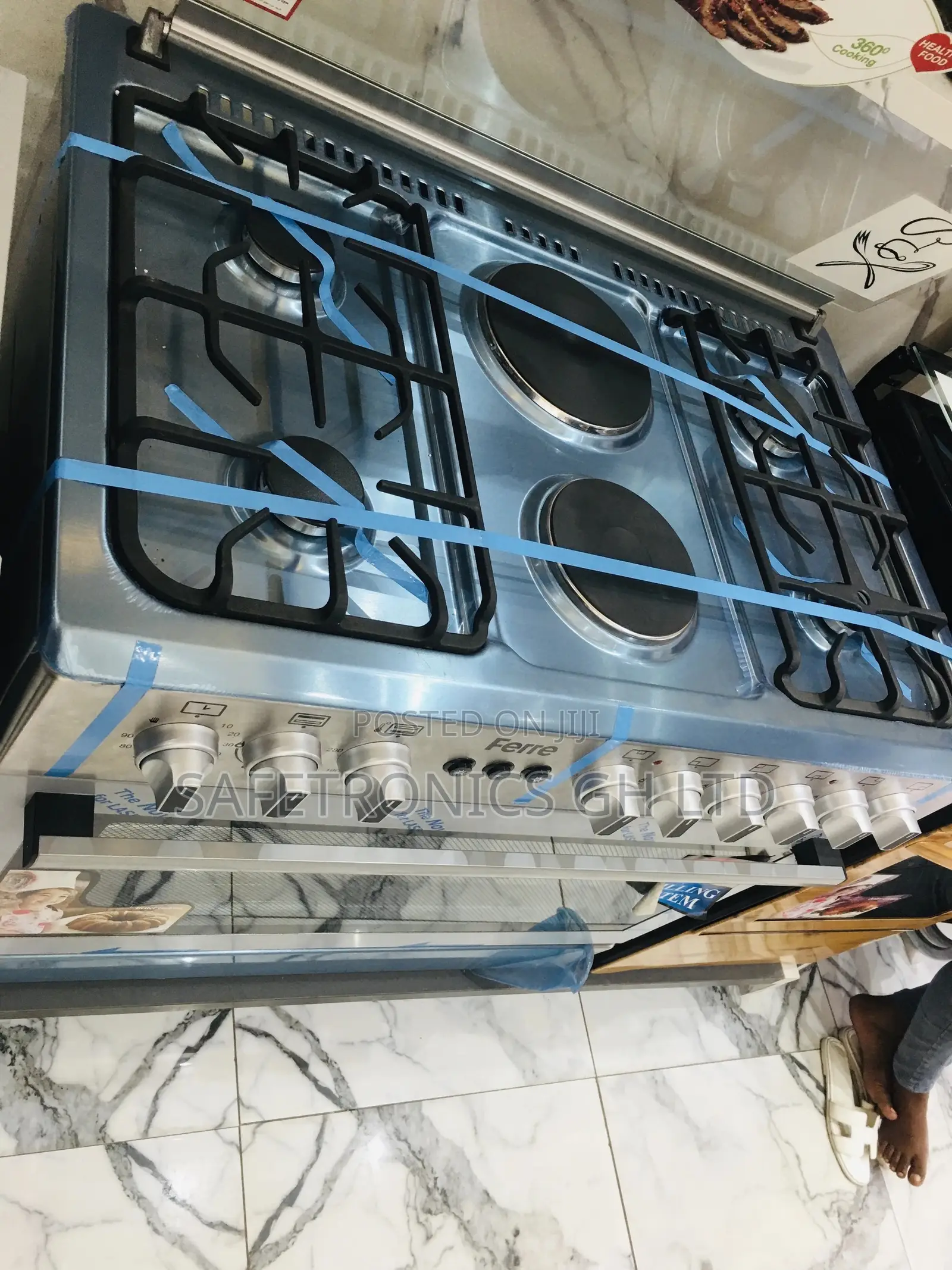 Glass Lid 60x90 Oven With Grill 4 Gas 2 Electric Ferre Gray