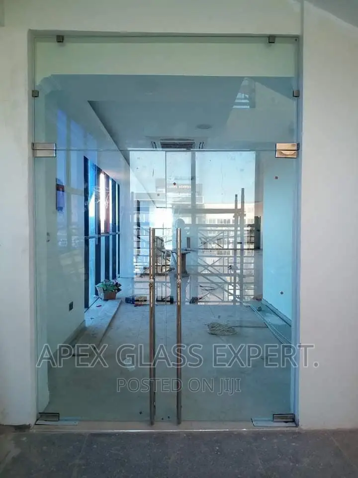 12mm Clear Tempered Frameless Double Glass Door With Fix