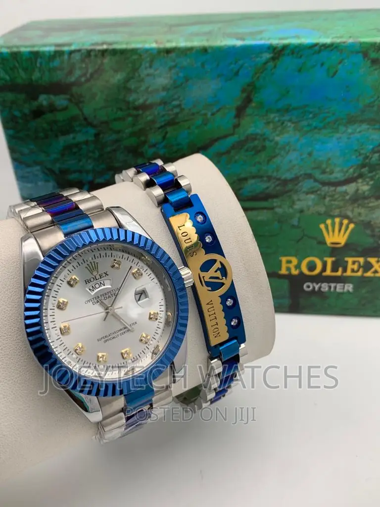 Silver and Blue Rolex Set