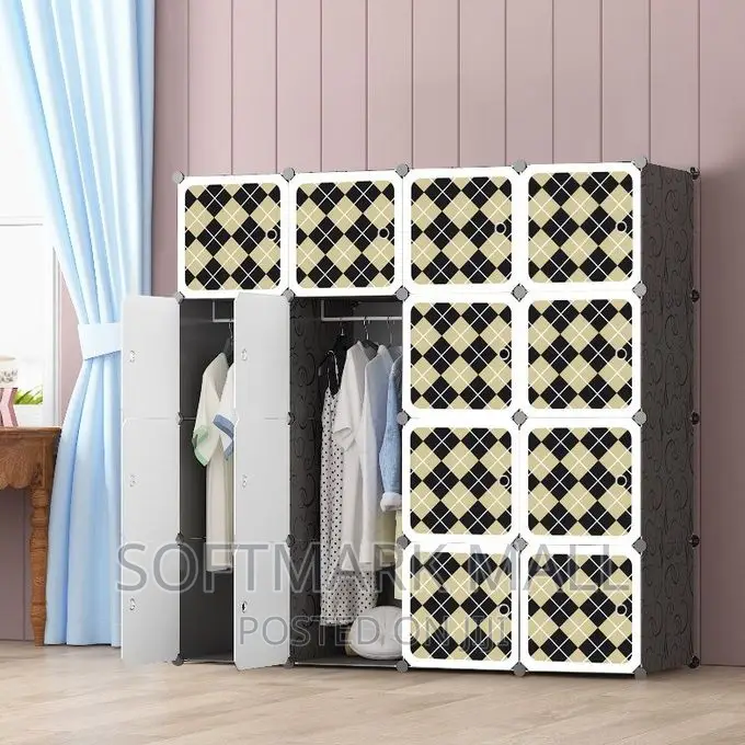 16 Cubes Plastic Wardrobe - Black
