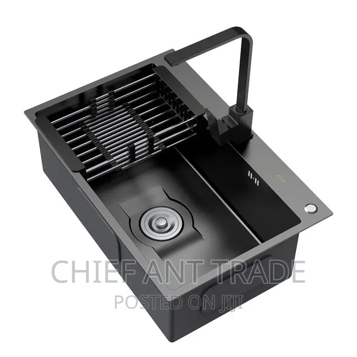 Complete Black Kitchen Sink Set With Faucet Tap 