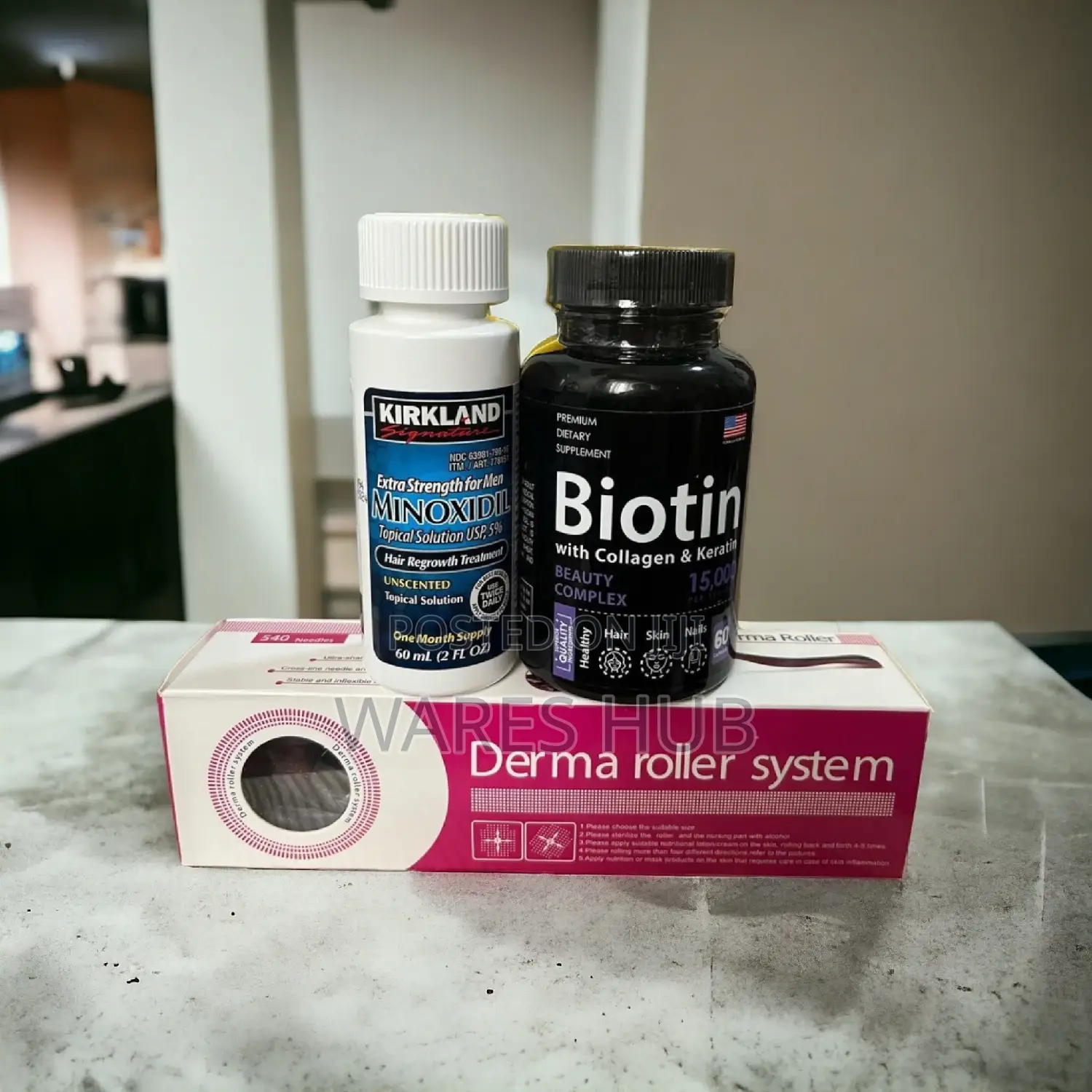 Kirkland Biotin With Keratin And Collagen And Roller Combo