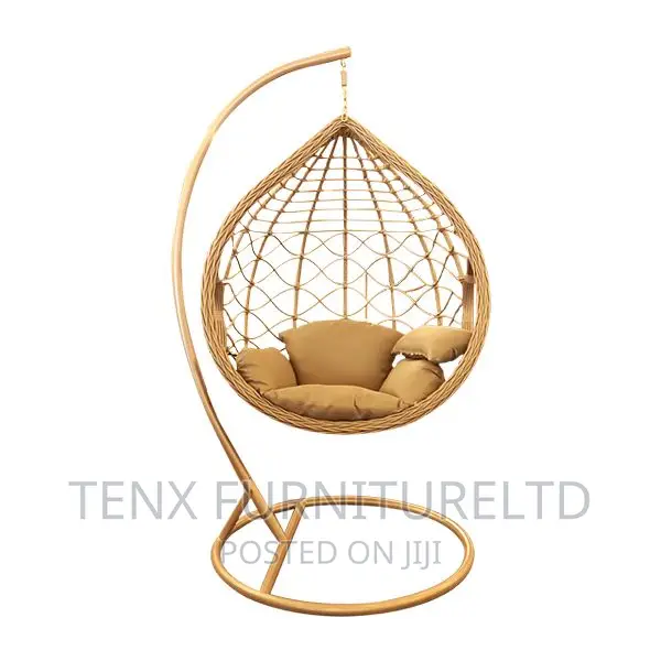 Swing Chair Rattan With Cushion Black White Cream Colours