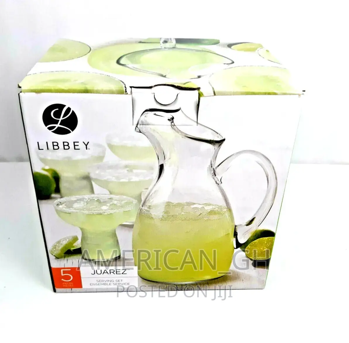 LIBBEY JUAREZ Glass Pitcher Glasses 5 Pc Serving Set