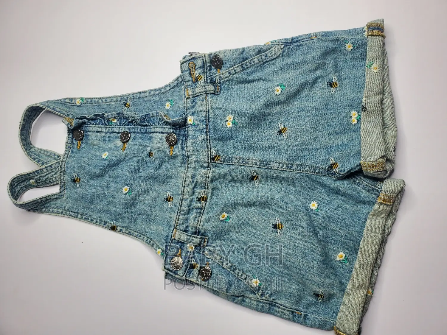 Floral Embroidered Denim Dungarees