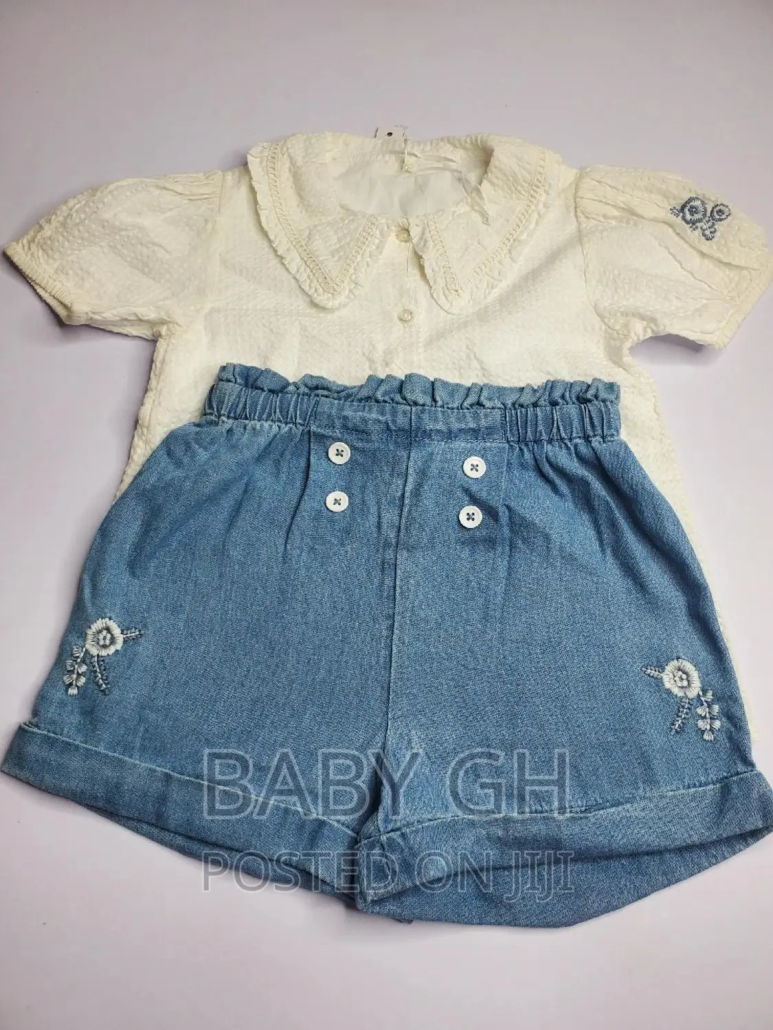 Billie Faiers White Textured Blouse and Embroidered Denim