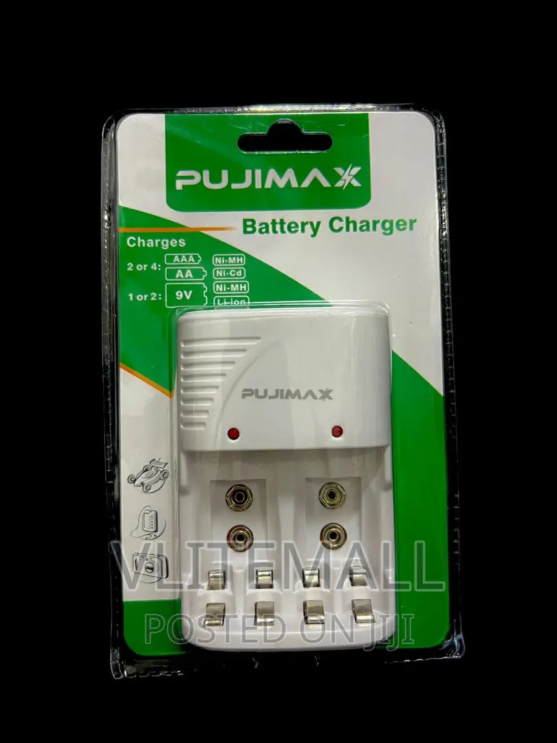 PUJIMAX Charger for 2slot 9v, AA/AAA Rechargeable Battery