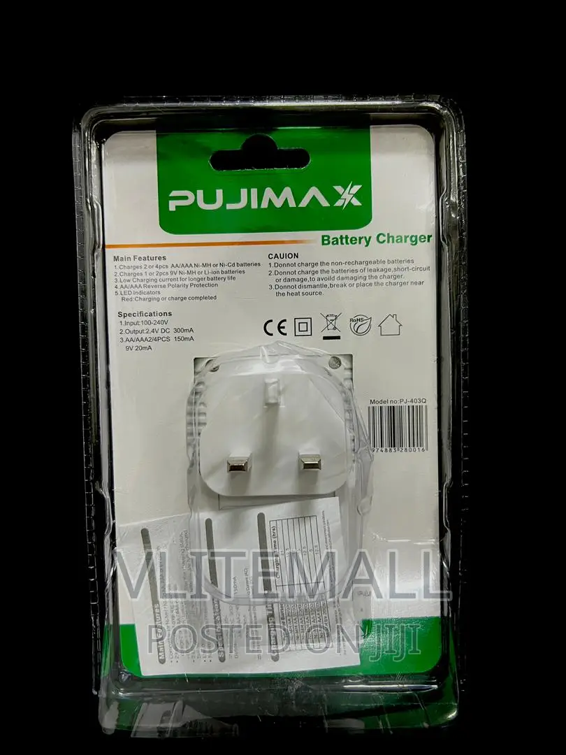 PUJIMAX Charger for 2slot 9v, AA/AAA Rechargeable Battery