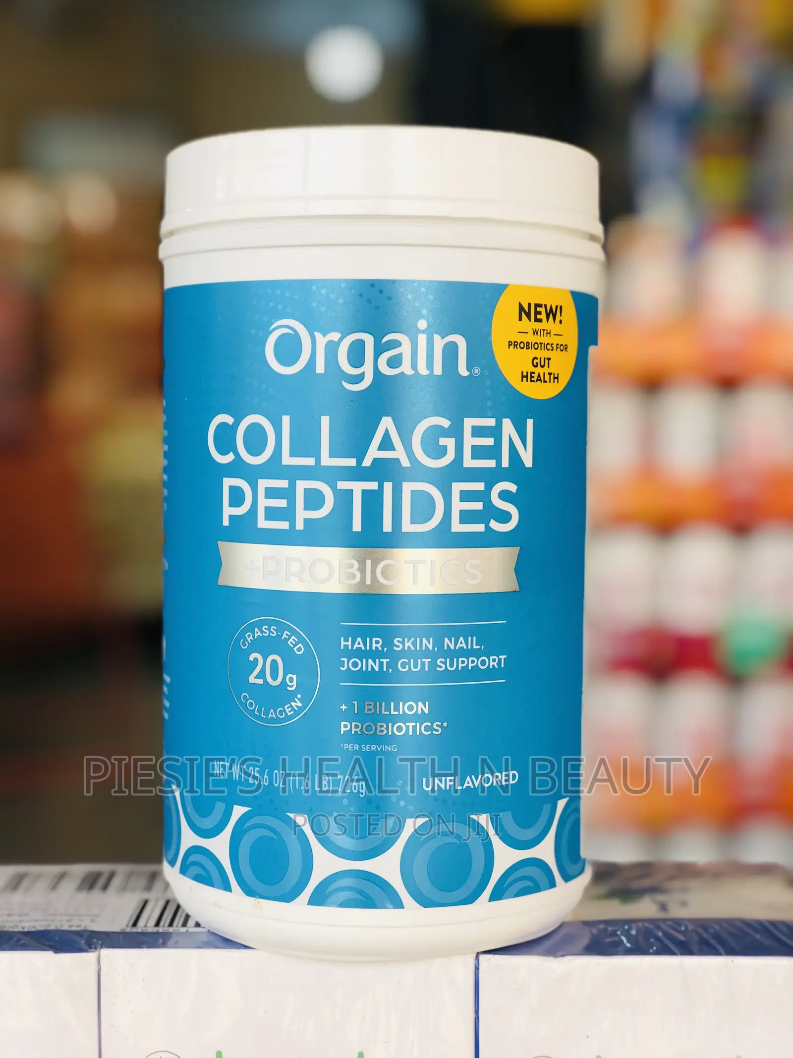 Orgain Collagen Peptides + Probiotics, Unflavored, 1.6 LBS