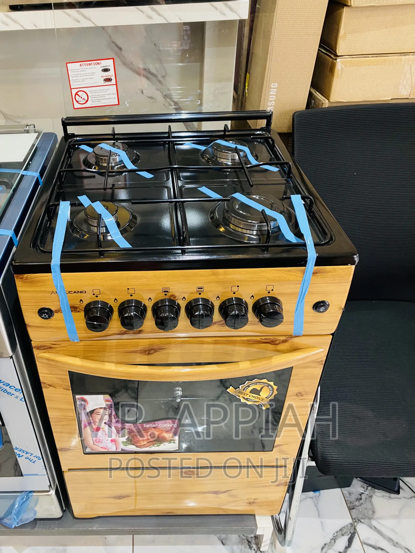 Super Adorable Volcano 50x50 4 Gas Burner + Oven(Wooden).