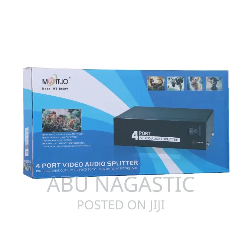 4 Port AV HDTV RCA Audio Video Splitter