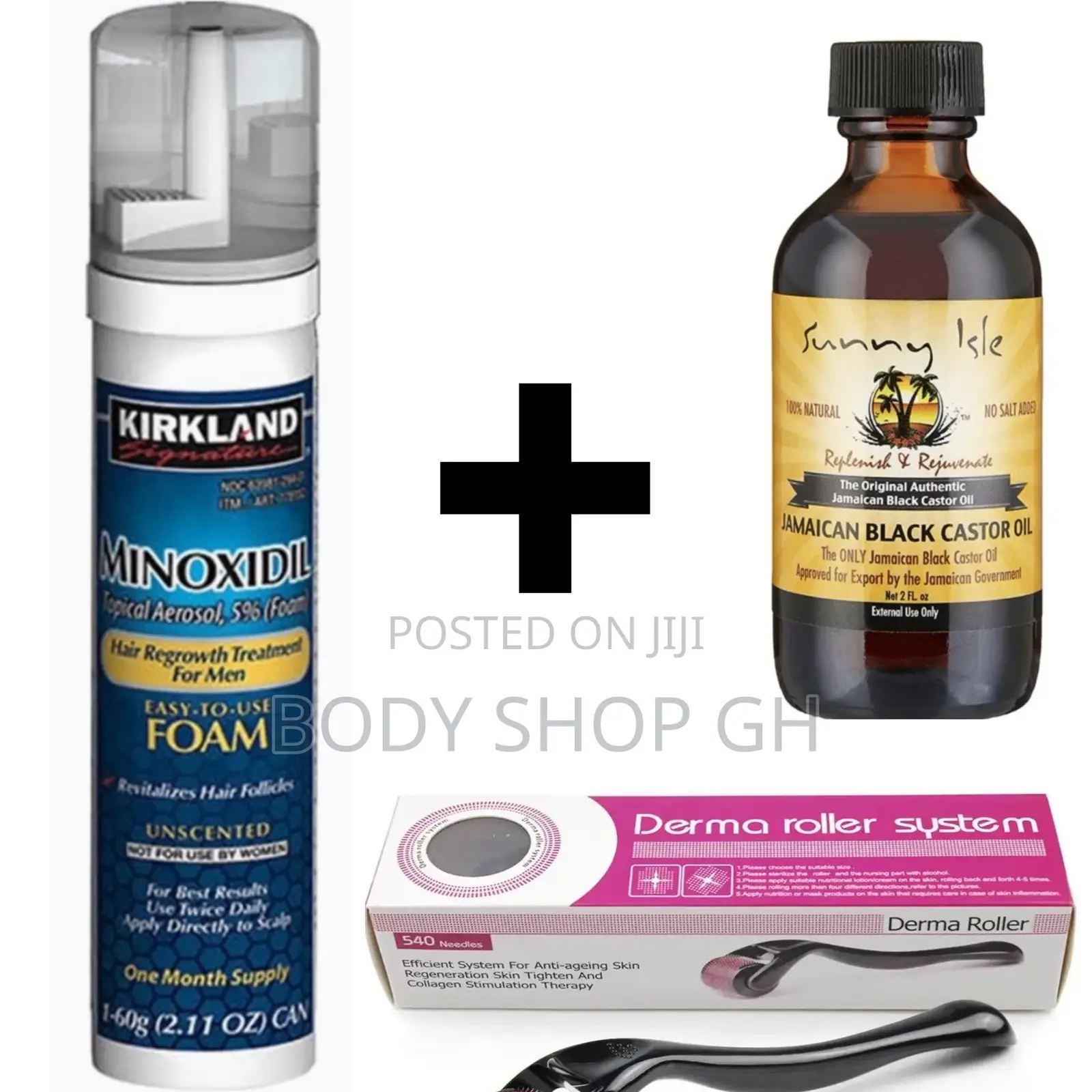 Kirkland Minoxidil Foam + Roller + Castor Oil for Beard