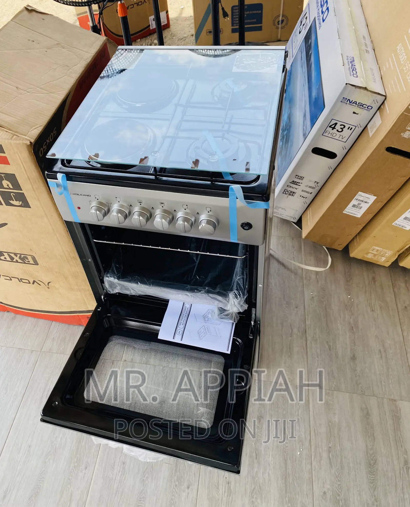 Authentic Volcano 2 Gas With 2 Electric Burner + Glass Lid.