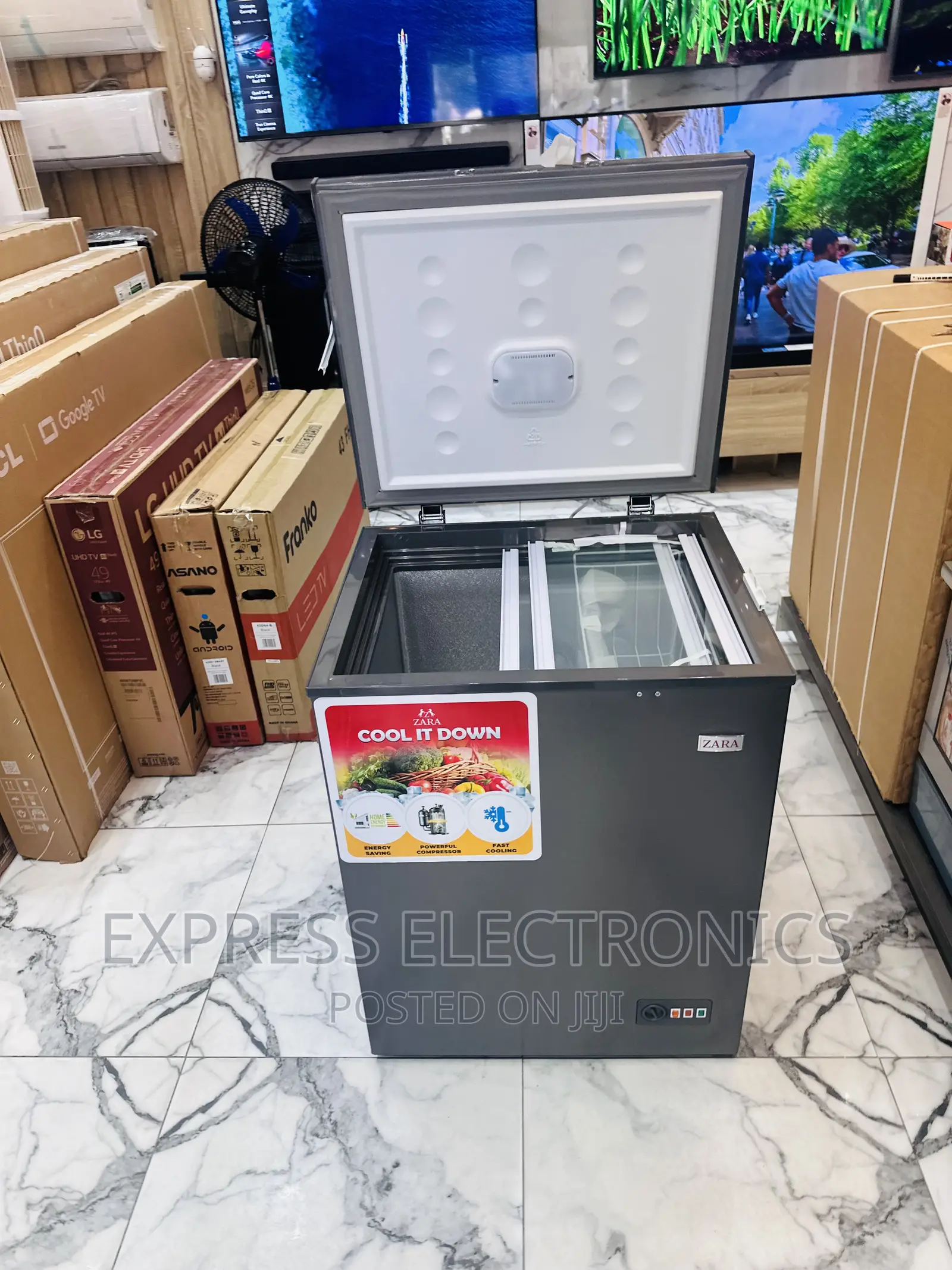 Dark Grey Chest Freezer Single Door Zara 144L