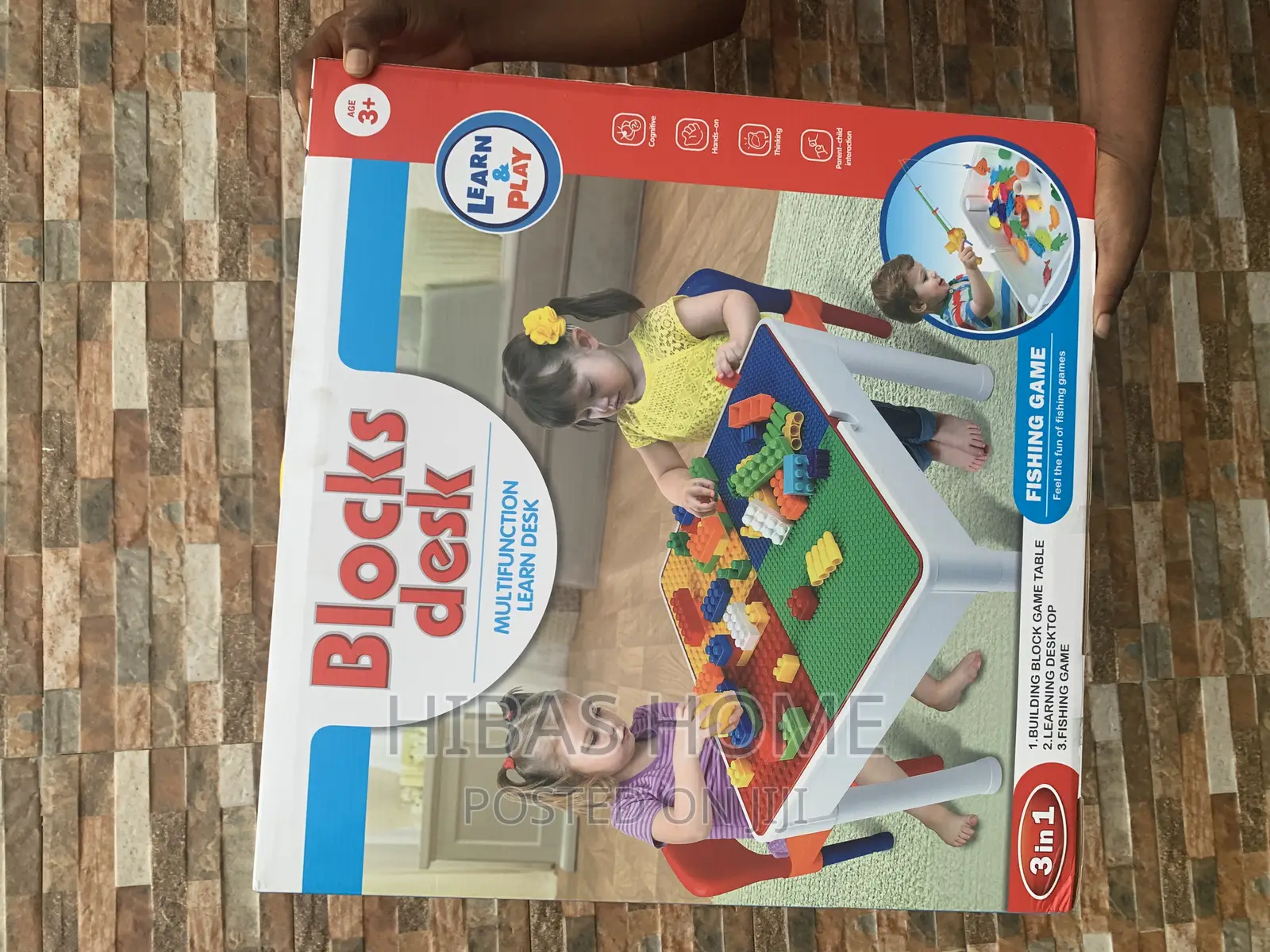 3in1 Block Desk, Fishing Game, Lego Blocks With 2 Chairs