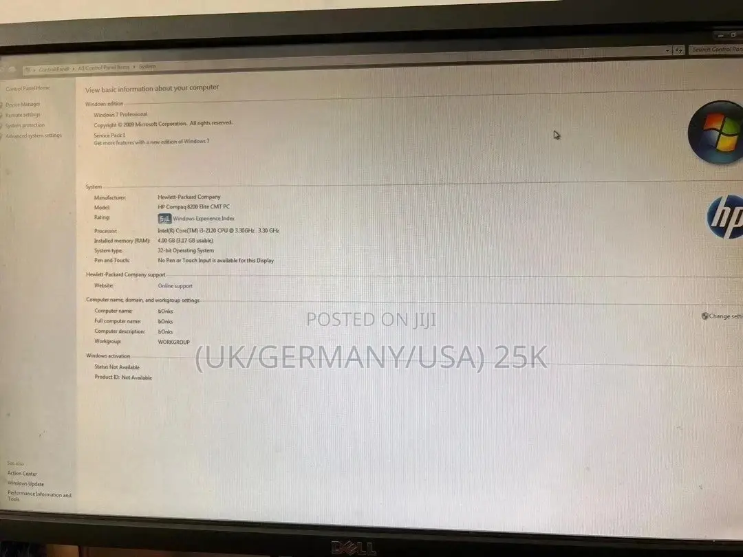 Desktop Computer HP Pro 400 G9 8GB Intel Core i7 HDD 500GB